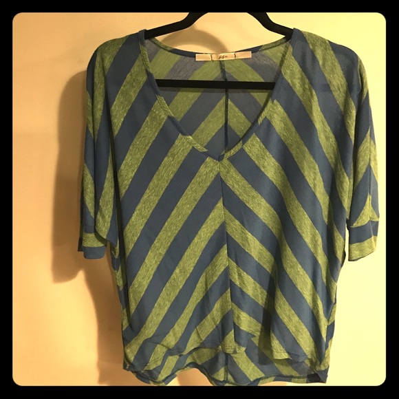 Blue and Green Striped Top