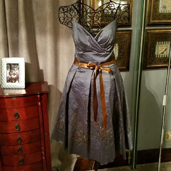 Silver, blue dress