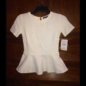 NEW - ZARA Trafaluc Collection White Peplum Top