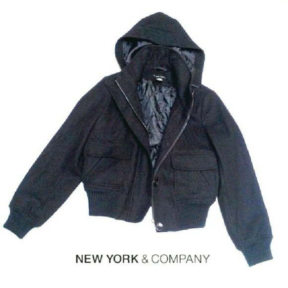 New York & Company Jackets & Blazers - 💕HP💕NEW YORK & COMPANY BLACK WOOL HOODED JACKET