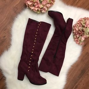 Sexy stylish rich burgundy suede boots! Brand new!