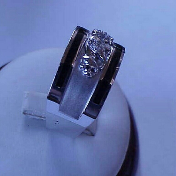 Men 14k White Gold Leopard Cat Enamel Diamond Ring