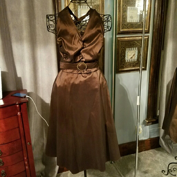 Copper halter dress