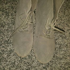 Gray Suede wedge boots