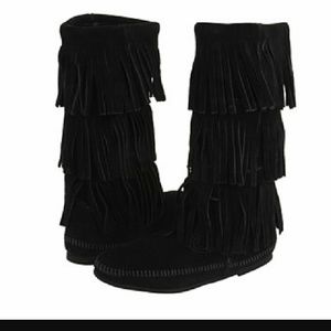 Black Fringe Boots