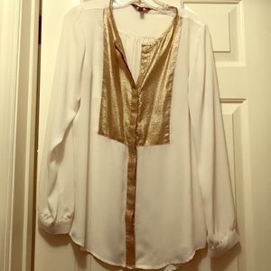 Express gold and cream button up shirt