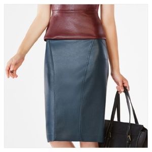 Black Faux Leather BCBG "Natalie" Pencil Skirt