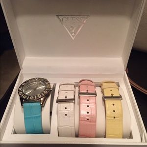 Guess watch with multiple color bands