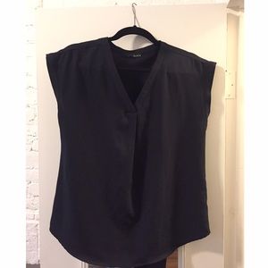 Navy blue cap sleeve blouse