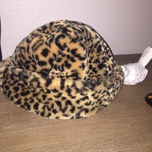 Barneys New York fuzzy leopard hat