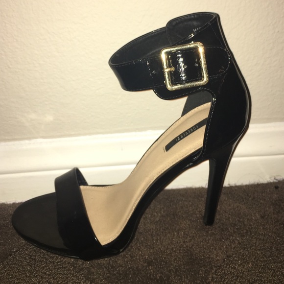 Black patent leather heels