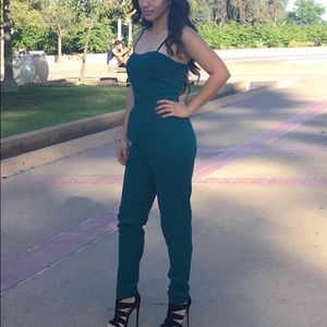Green Jump suit.