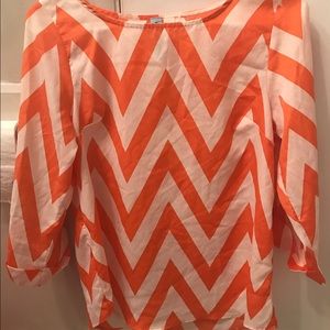 Orange and White chevron blouse