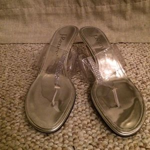 Silver J. Renee clear heels