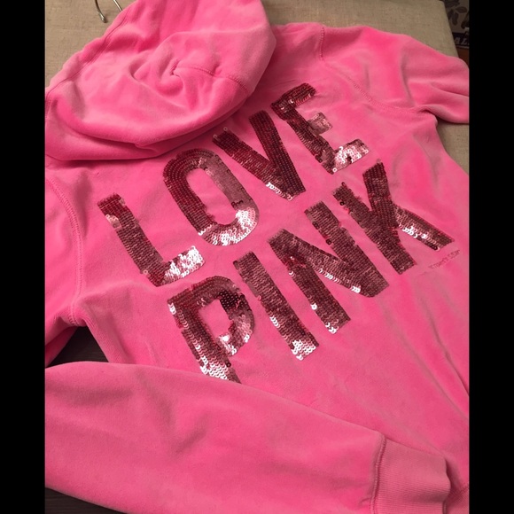 Victoria's Secret PINK Velour Zip Sequin Hoodie