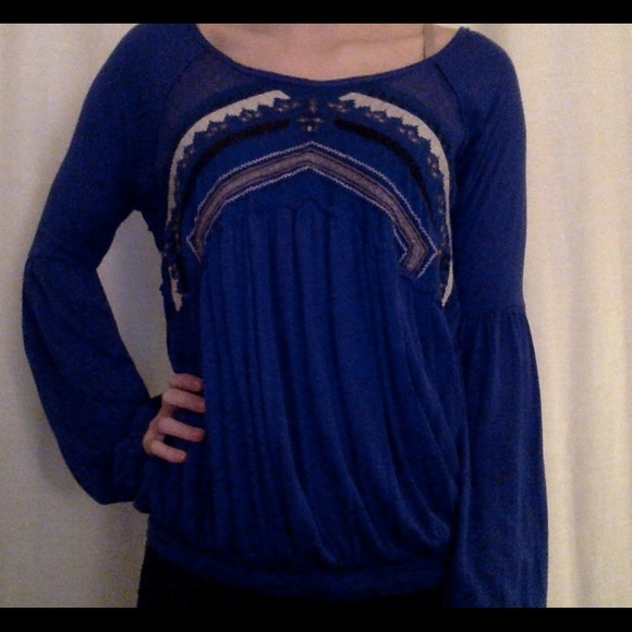Free people blue embellished top