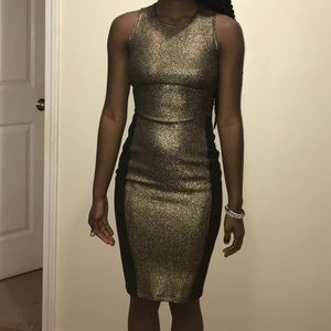 Black and gold bodycon dress