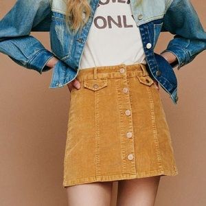 NWOT BDG Corduroy Mustard Mini Skirt sz 12