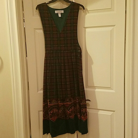 Plaid pullover corduroy ankle length dress.