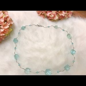 Blue crystal dangle necklace. Xmas special!