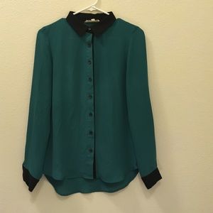 Dark Teal Button Down Blouse