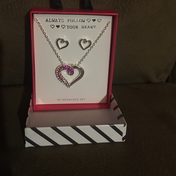 Heart shaped necklace and earrings