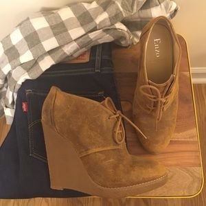 Enzo Angiolini Cognac Suede Leather Booties