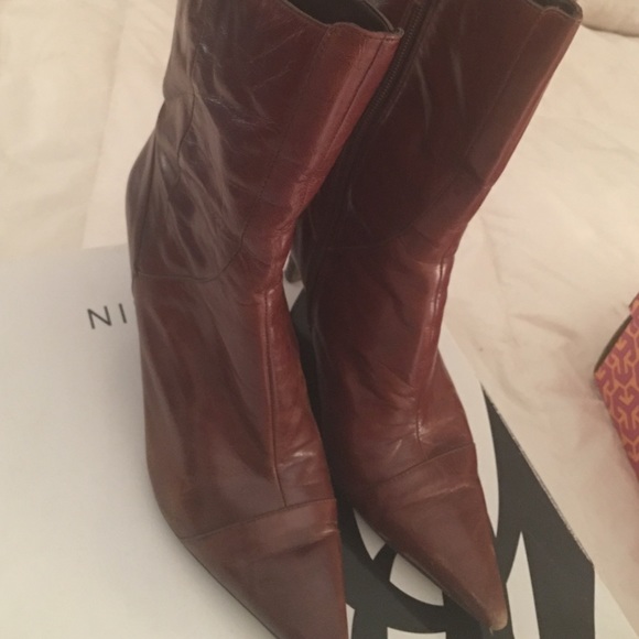 Nine West short brown leather boots - Picture 1 of 1