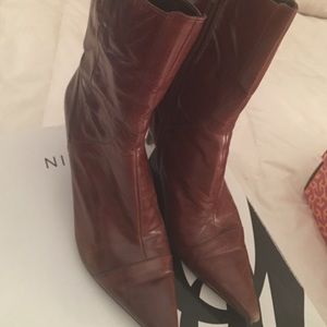 Nine West short brown leather boots