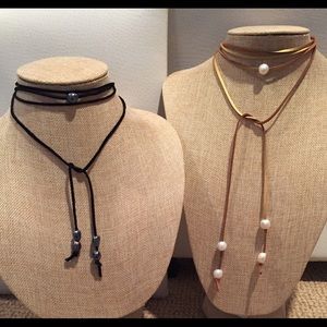 Pearl choker/wrap necklaces