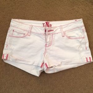 White shorts w/ Fuschia stitching