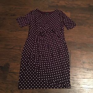 Purple and white polka dot dress