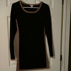 Black and tan sweater dress
