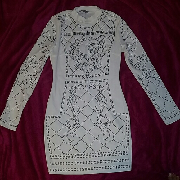 White studded bodycon dress
