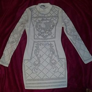 White studded bodycon dress