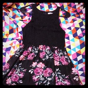 Black Lace Floral Dress