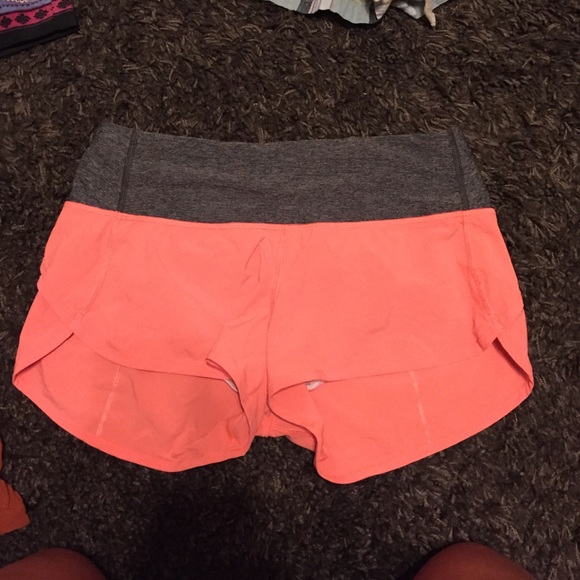 Coral colored Lululemon shorts