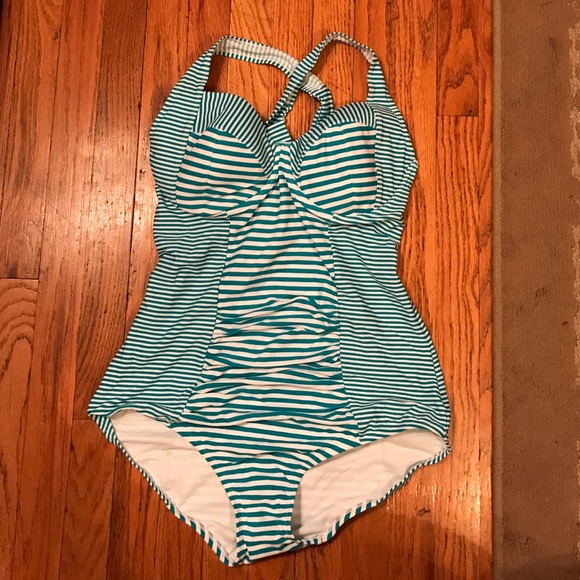 Plus Size Striped One Piece