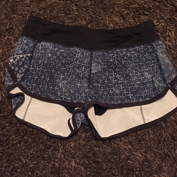 Blue and white printed Lululemon shorts