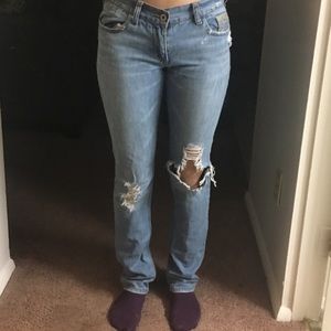 Distressed Blue Jeans