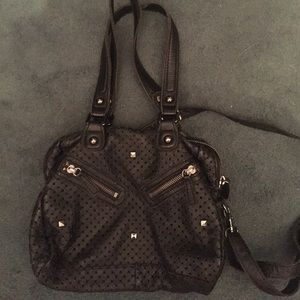 Black leather slouchy bag from Neiman Marcus