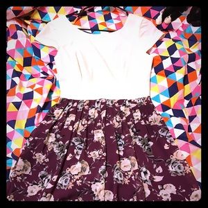 White & Maroon Floral Dress