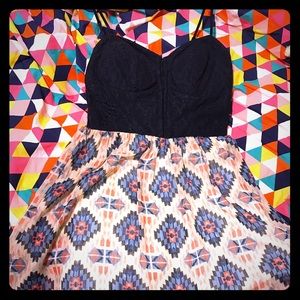 Navy Lace Patterned Dress