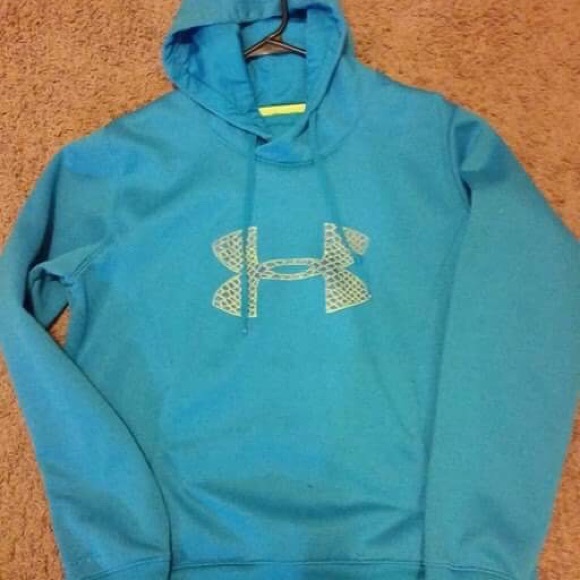 Under armour hoodie xl blue with lime green logo