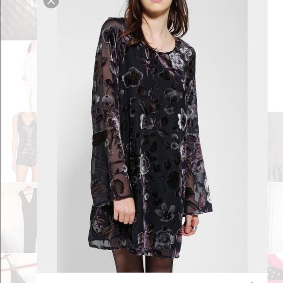 Velvet long sleeved mini dress