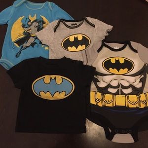 Batman onesies and t-shirt. Onesie with cape.