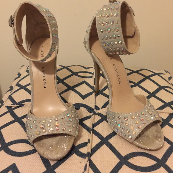 Chinese laundry sliver jewel studded heels
