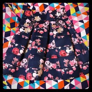 Navy Blue Floral Skirt
