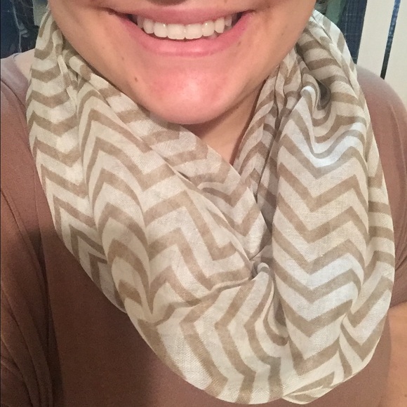 Tan and white chevron infinity scarf!