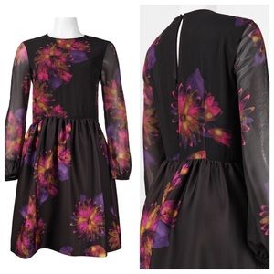 Taylor Long Sleeve Black Floral Dress 8